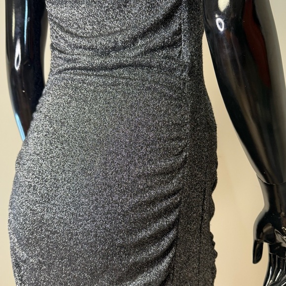 Lolia USA Sparkly Silver Ruched Mini Dress – Size Medium | Holiday / New Years - Picture 4 of 5